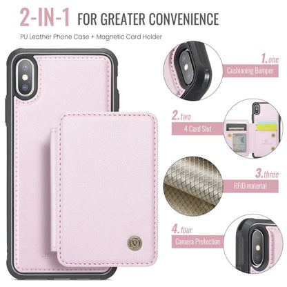 For iPhone X / XS JEEHOOD J05 Business Magnetic Style RFID Leather Phone Case(Pink)