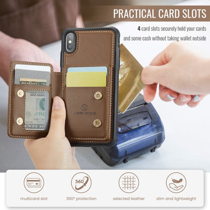 For iPhone X / XS JEEHOOD J05 Business Magnetic Style RFID Leather Phone Case(Brown)