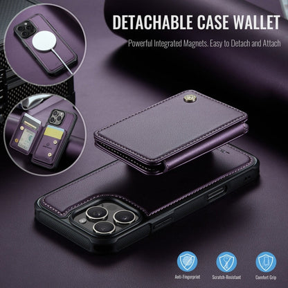 For iPhone 16 Pro JEEHOOD J05 Business Magnetic Style RFID Leather Phone Case(Purple)