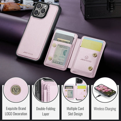 For iPhone 16 Pro JEEHOOD J05 Business Magnetic Style RFID Leather Phone Case(Pink)