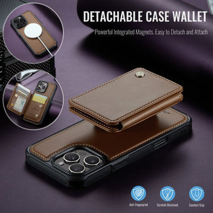 For iPhone 16 Pro JEEHOOD J05 Business Magnetic Style RFID Leather Phone Case(Brown)