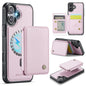 For iPhone 16 JEEHOOD J05 Business Magnetic Style RFID Leather Phone Case(Pink)