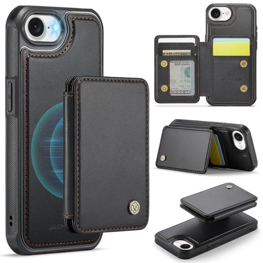 For iPhone 17e / 16e JEEHOOD J05 Business Magnetic Style RFID Leather Phone Case(Black)
