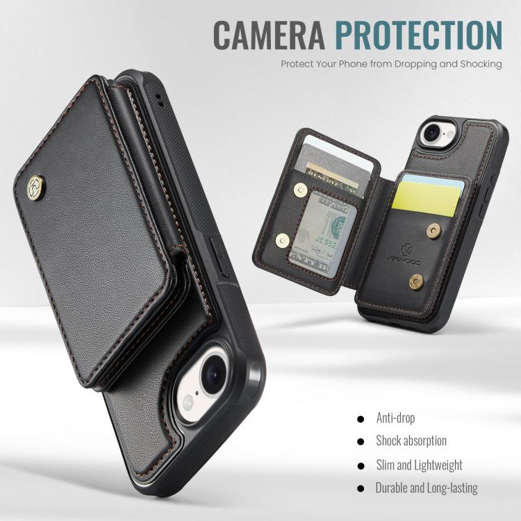 For iPhone 17e / 16e JEEHOOD J05 Business Magnetic Style RFID Leather Phone Case(Black)