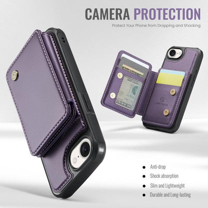 For iPhone 17e / 16e JEEHOOD J05 Business Magnetic Style RFID Leather Phone Case(Purple)