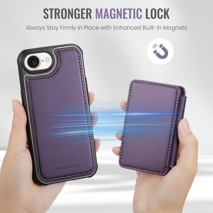For iPhone 17e / 16e JEEHOOD J05 Business Magnetic Style RFID Leather Phone Case(Purple)