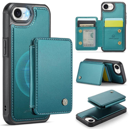 For iPhone 17e / 16e JEEHOOD J05 Business Magnetic Style RFID Leather Phone Case(Blue Green)