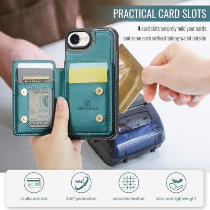 For iPhone 17e / 16e JEEHOOD J05 Business Magnetic Style RFID Leather Phone Case(Blue Green)