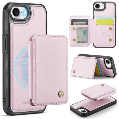 Pour iPhone 17e / 16e Étui de téléphone en cuir RFID de style professionnel magnétique JEEHOOD J05 (Rose)