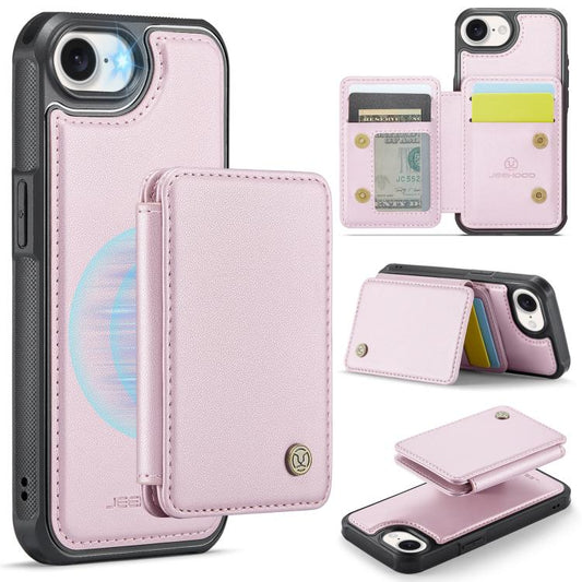 For iPhone 17e / 16e JEEHOOD J05 Business Magnetic Style RFID Leather Phone Case(Pink)