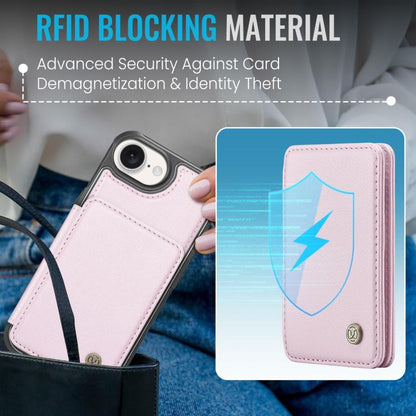 Pour iPhone 17e / 16e Étui de téléphone en cuir RFID de style professionnel magnétique JEEHOOD J05 (Rose)
