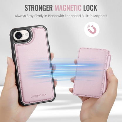 Pour iPhone 17e / 16e Étui de téléphone en cuir RFID de style professionnel magnétique JEEHOOD J05 (Rose)