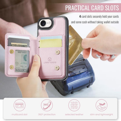 Pour iPhone 17e / 16e Étui de téléphone en cuir RFID de style professionnel magnétique JEEHOOD J05 (Rose)