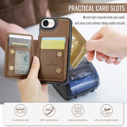Pour iPhone 17e / 16e Coque de téléphone en cuir JEEHOOD J05 Business Magnetic Style RFID (marron)