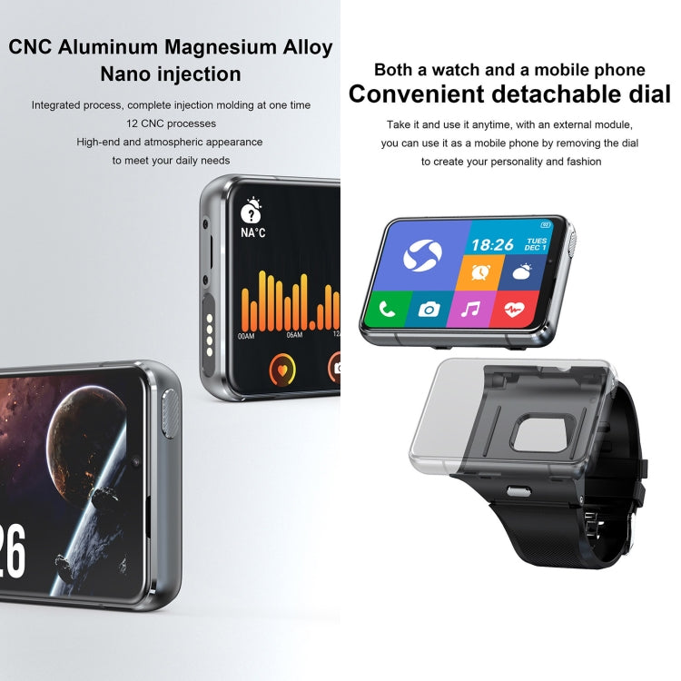 UNIWA DM200, 4GB+64GB, Téléphone montre intelligente Android 9.0 de 2,88 pouces, MT6761 Quad Core, Réseau : 4G (Noir)