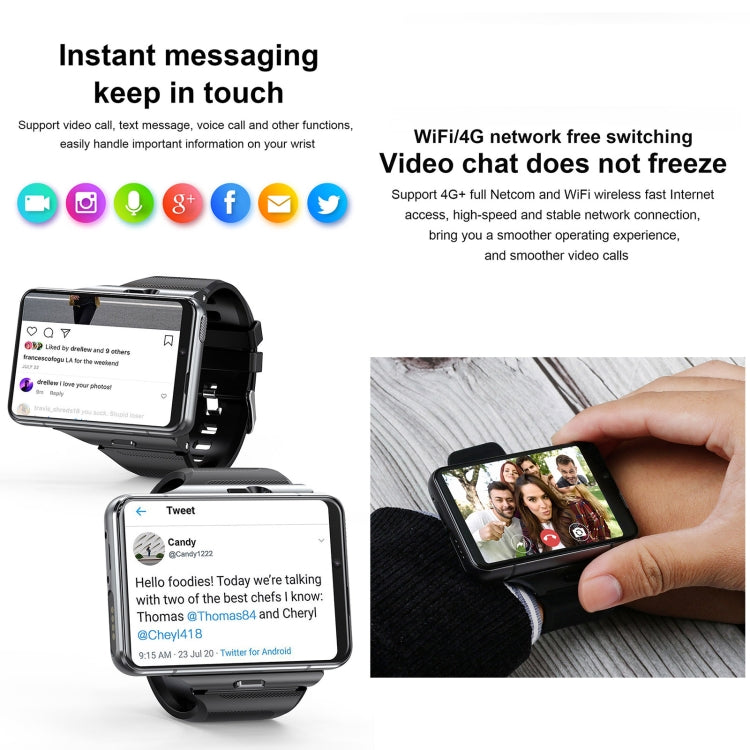UNIWA DM200, 4GB+64GB, Téléphone montre intelligente Android 9.0 de 2,88 pouces, MT6761 Quad Core, Réseau : 4G (Noir)