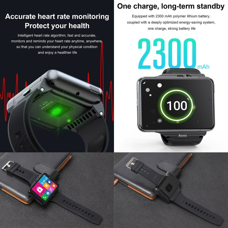 UNIWA DM200, 4GB+64GB, Téléphone montre intelligente Android 9.0 de 2,88 pouces, MT6761 Quad Core, Réseau : 4G (Noir)
