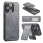 For iPhone 14 Pro Max Fierre Shann Cowhide Vertical Flip Magnetic Card Holder Phone Case(Grey)