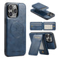 For iPhone 13 Pro Fierre Shann Cowhide Vertical Flip Magnetic Card Holder Phone Case(Blue)