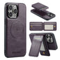 For iPhone 13 Pro Fierre Shann Cowhide Vertical Flip Magnetic Card Holder Phone Case(Purple)