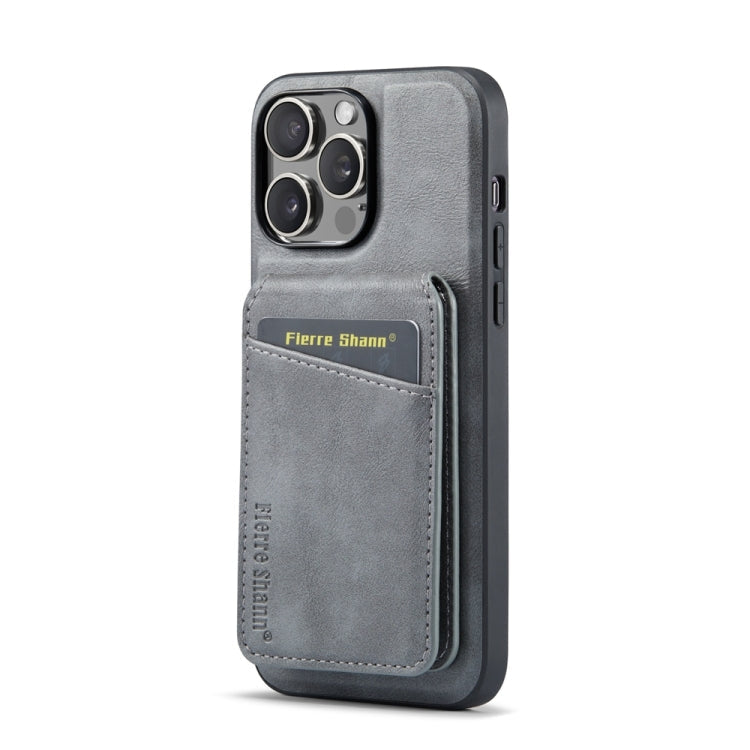 For iPhone 12 Pro Max Fierre Shann Cowhide Vertical Flip Magnetic Card Holder Phone Case(Blue)