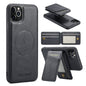 For iPhone 11 Pro Max Fierre Shann Cowhide Vertical Flip Magnetic Card Holder Phone Case(Black)