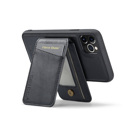 For iPhone 11 Pro Max Fierre Shann Cowhide Vertical Flip Magnetic Card Holder Phone Case(Black)