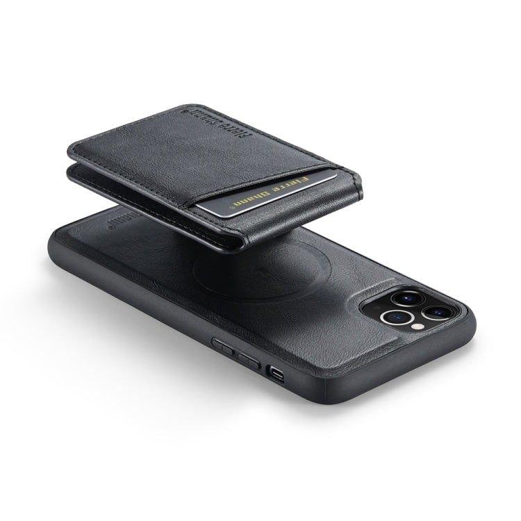 For iPhone 11 Pro Max Fierre Shann Cowhide Vertical Flip Magnetic Card Holder Phone Case(Black)