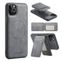 For iPhone 11 Pro Max Fierre Shann Cowhide Vertical Flip Magnetic Card Holder Phone Case(Grey)