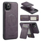 For iPhone 11 Pro Max Fierre Shann Cowhide Vertical Flip Magnetic Card Holder Phone Case(Purple)