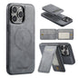 For iPhone 16 Pro Max Fierre Shann Cowhide Vertical Flip Magnetic Card Holder Phone Case(Grey)