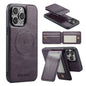 For iPhone 16 Pro Fierre Shann Cowhide Vertical Flip Magnetic Card Holder Phone Case(Purple)