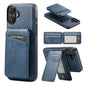 Pour iPhone 16 Étui de téléphone à rabat vertical magnétique en cuir de vachette Fierre Shann (Bleu)