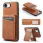 For iPhone 17e / 16e Fierre Shann Cowhide Vertical Flip Magnetic Card Holder Phone Case(Brown)