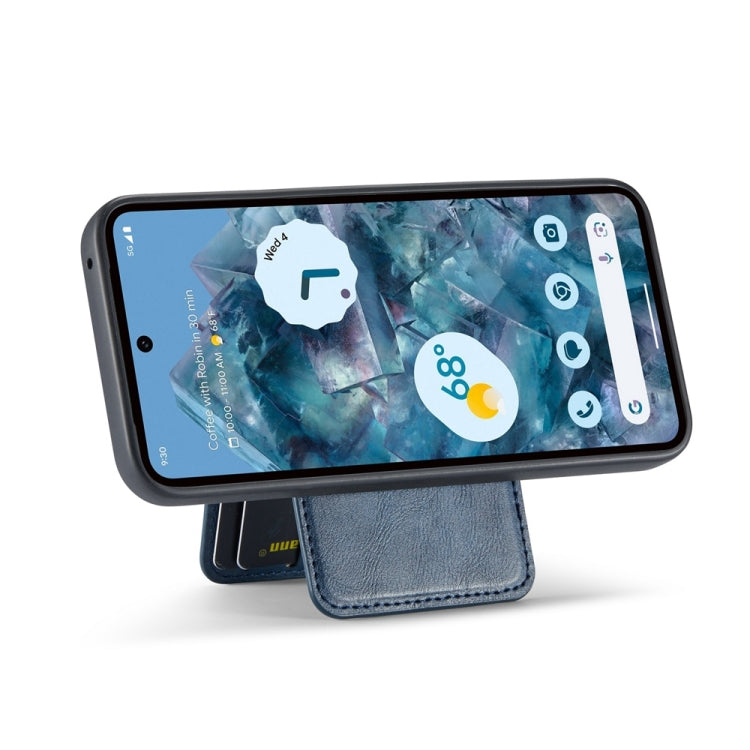 Pour Google Pixel 9 Pro Fierre Shann Étui de téléphone à rabat vertical en cuir de vachette avec porte-cartes magnétique (bleu)