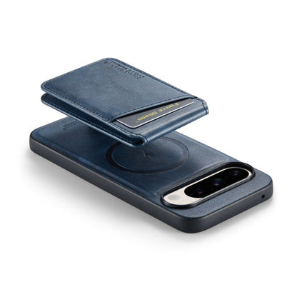 Pour Google Pixel 9 Pro Fierre Shann Étui de téléphone à rabat vertical en cuir de vachette avec porte-cartes magnétique (bleu)