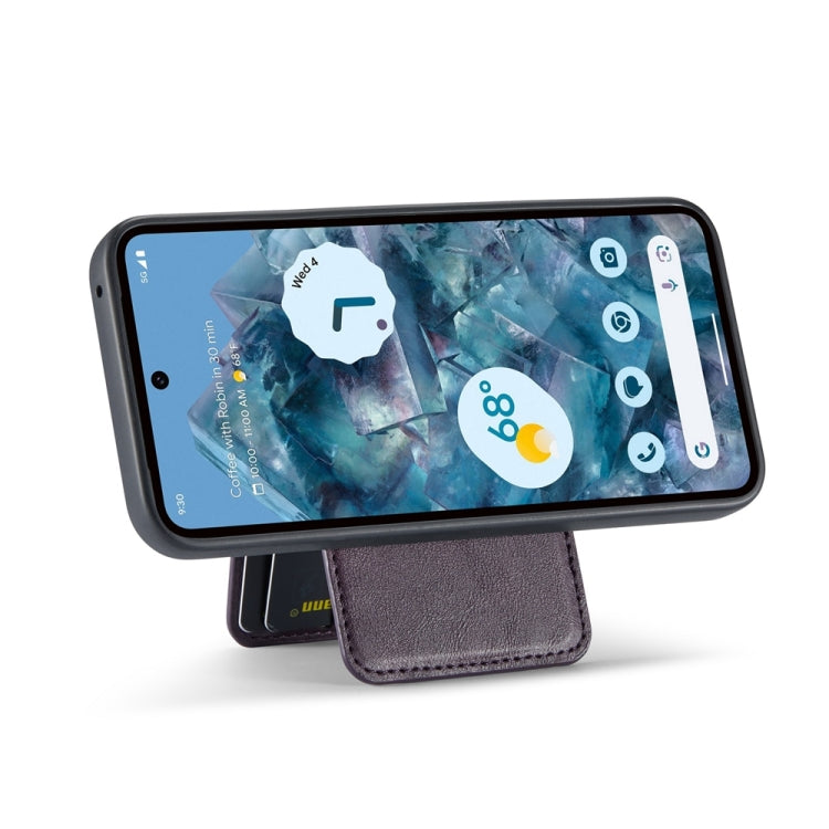 For Google Pixel 9 Pro Fierre Shann Cowhide Vertical Flip Magnetic Card Holder Phone Case(Purple)