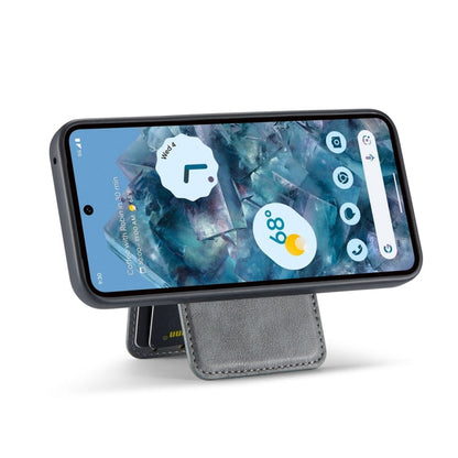 Pour Google Pixel 9 Fierre Shann Étui de téléphone à rabat vertical magnétique en cuir de vachette (gris)