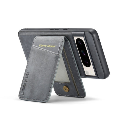 For Google Pixel 8a Fierre Shann Cowhide Vertical Flip Magnetic Card Holder Phone Case(Grey)