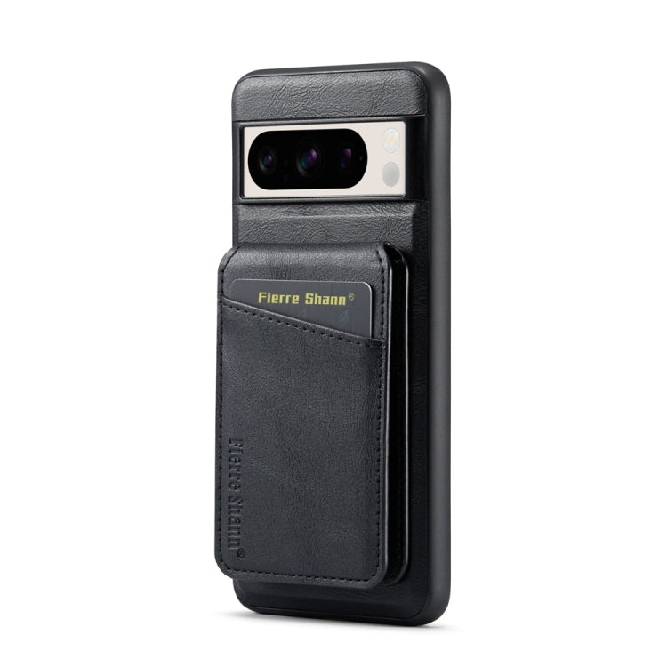 For Google Pixel 7a Fierre Shann Cowhide Vertical Flip Magnetic Card Holder Phone Case(Black)