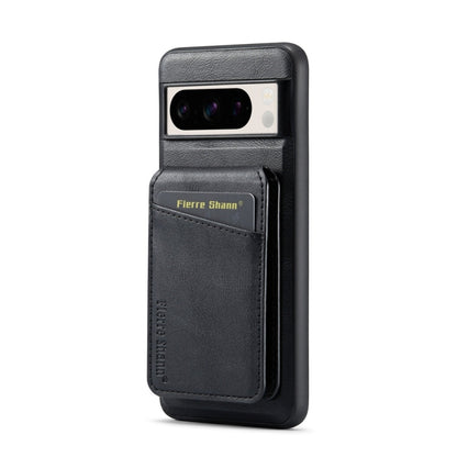 For Google Pixel 7a Fierre Shann Cowhide Vertical Flip Magnetic Card Holder Phone Case(Black)