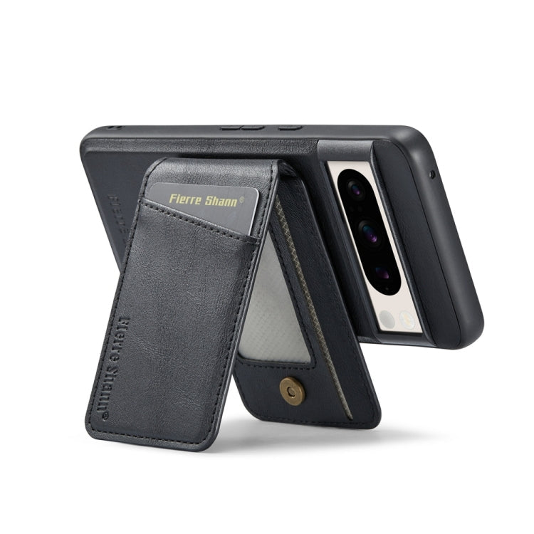For Google Pixel 7a Fierre Shann Cowhide Vertical Flip Magnetic Card Holder Phone Case(Black)