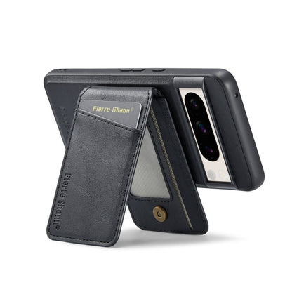 For Google Pixel 7a Fierre Shann Cowhide Vertical Flip Magnetic Card Holder Phone Case(Black)