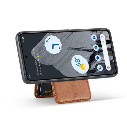 For Google Pixel 7a Fierre Shann Cowhide Vertical Flip Magnetic Card Holder Phone Case(Brown)