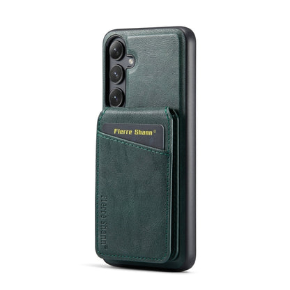 For Samsung Galaxy S24+ 5G Fierre Shann Cowhide Vertical Flip Magnetic Card Holder Phone Case(Green)