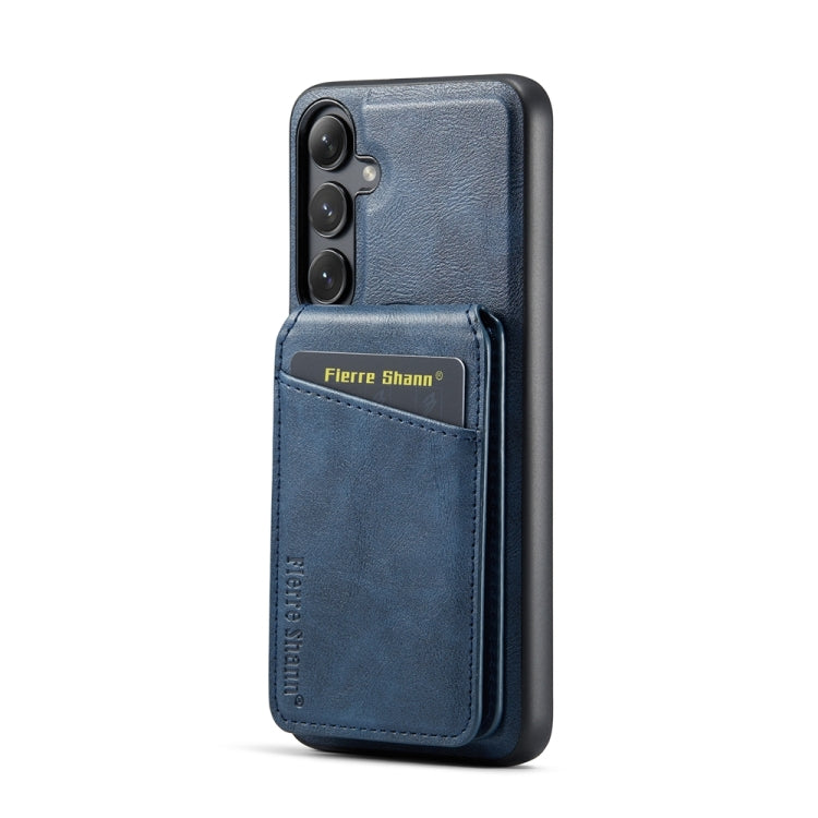 Pour Samsung Galaxy S23 FE 5G Étui de téléphone à rabat vertical magnétique en cuir de vachette Fierre Shann (Bleu)