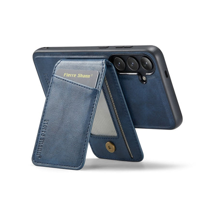 Pour Samsung Galaxy S23 FE 5G Étui de téléphone à rabat vertical magnétique en cuir de vachette Fierre Shann (Bleu)