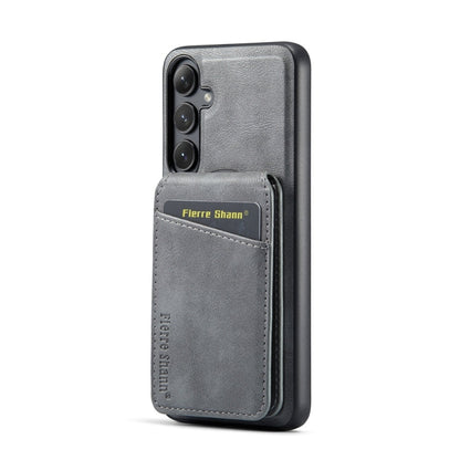 Pour Samsung Galaxy S23 FE 5G Étui de téléphone en cuir de vachette à rabat vertical magnétique Fierre Shann (gris)
