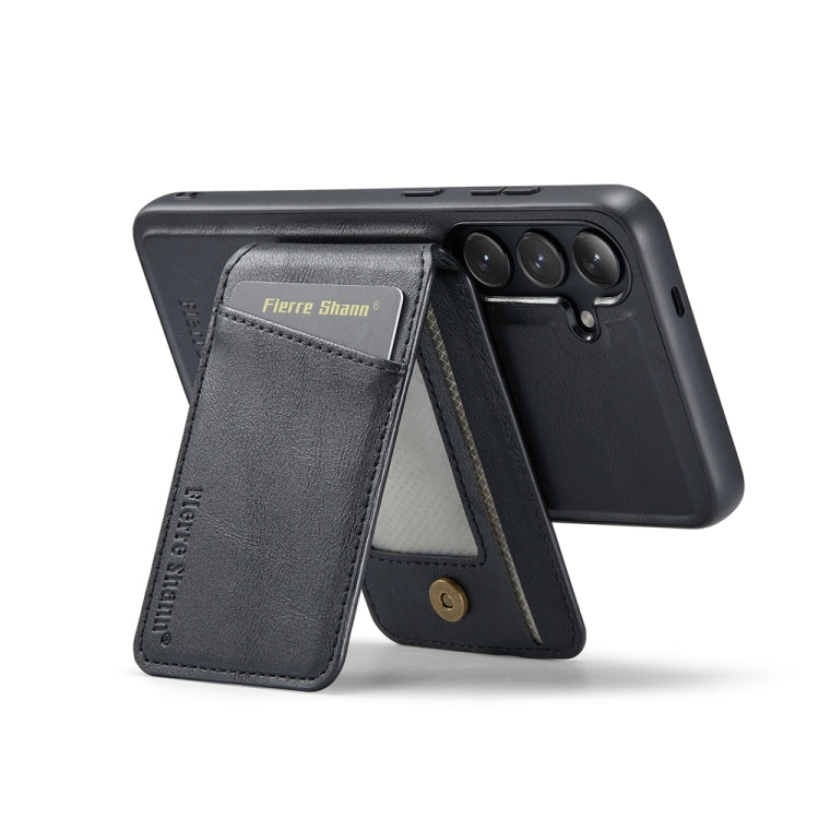 Pour Samsung Galaxy S23 FE 5G Étui de téléphone en cuir de vachette à rabat vertical magnétique Fierre Shann (gris)