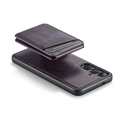 For Samsung Galaxy S23 FE 5G Fierre Shann Cowhide Vertical Flip Magnetic Card Holder Phone Case(Purple)